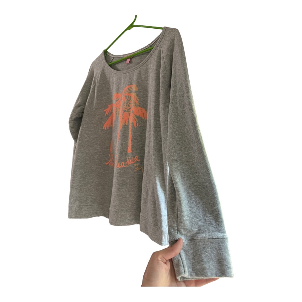 Lilly Pulitzer Light Gray Palm Paradise Sweatshirt - Picture 4 of 10